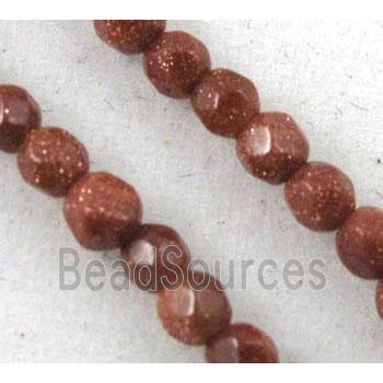 goldsand stone beads, tiny, faceted round