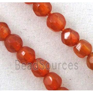 ruby carnelian beads, tiny, faceted round