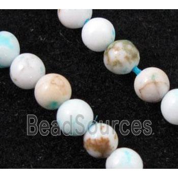 turquoise beads, tiny, round, white