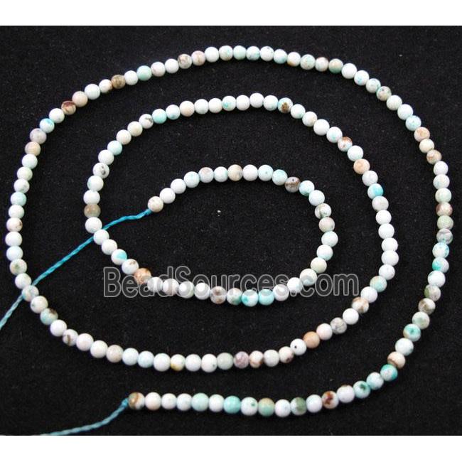 turquoise beads, tiny, round, white