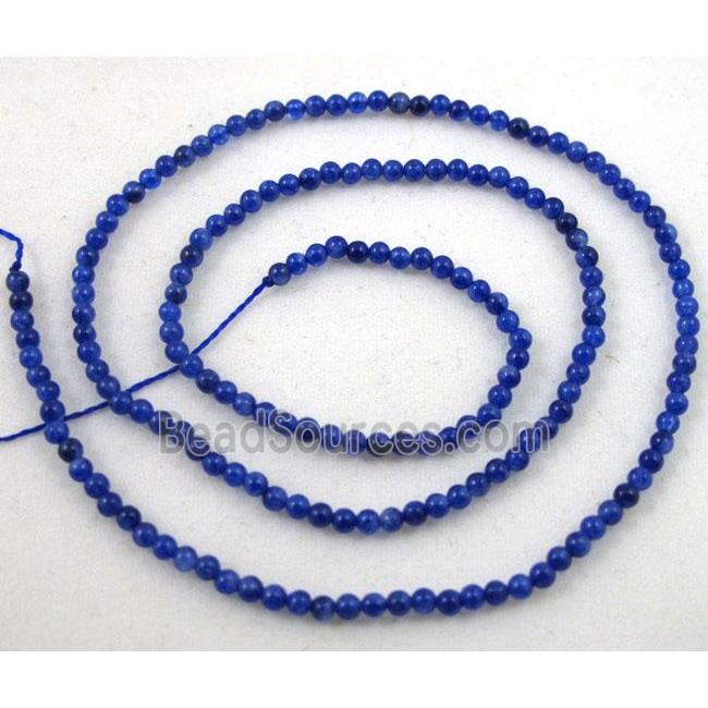 jade bead, tiny, round, deep blue