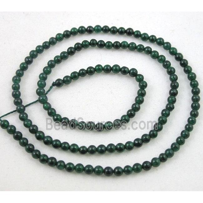 jade beads, tiny, round, deep green