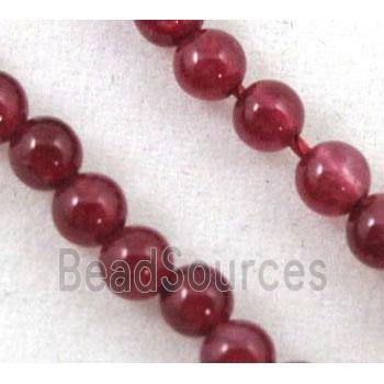 jade beads, tiny, round, hot-pink