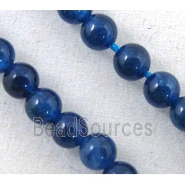 jade bead, tiny, round, deep blue