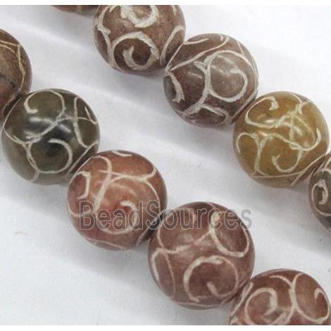 round Chinese Jade Beads, red