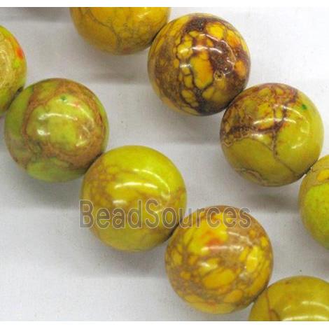 Sea Sediment Jasper beads, yellow, round