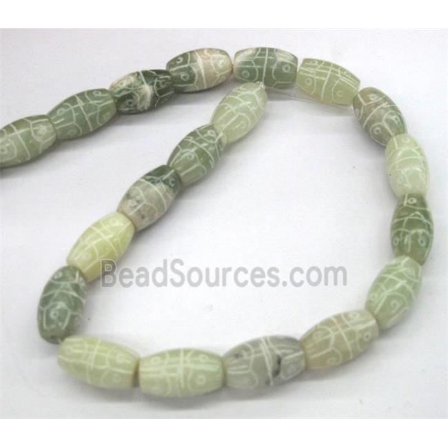 Chinese Jade Beads, barrel, carved