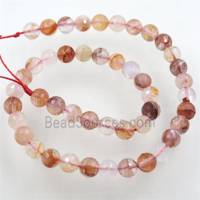 red Iron-Quartz beads Ferruginous faceted round