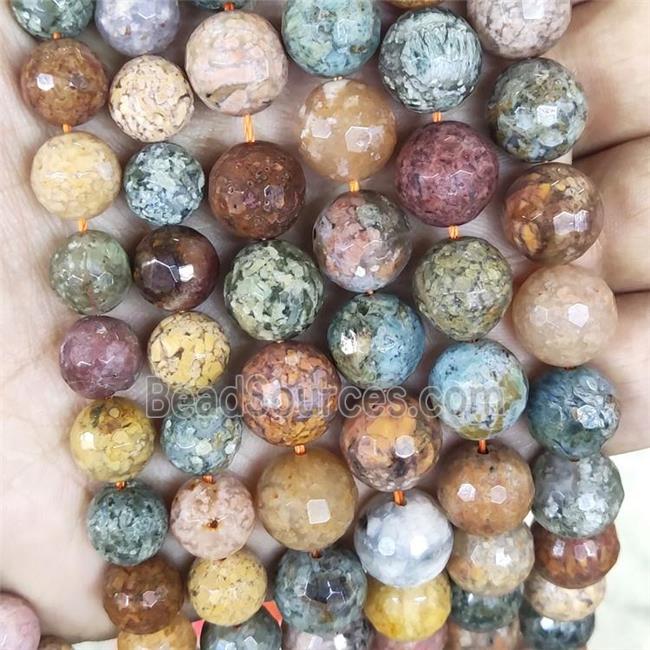 multi-color agate beads faceted round