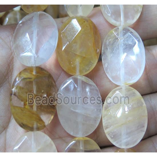 yellow Iron-Quartz Beads, faceted oval