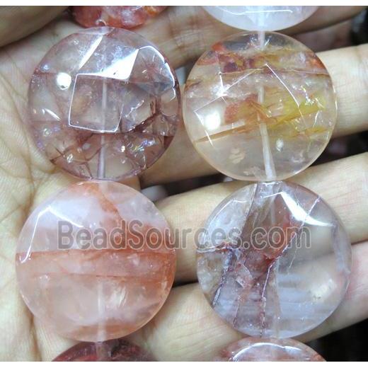 red Iron-Quartz, faceted flat-round