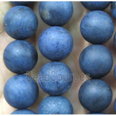 round blue Dumortierite jasper beads, matte