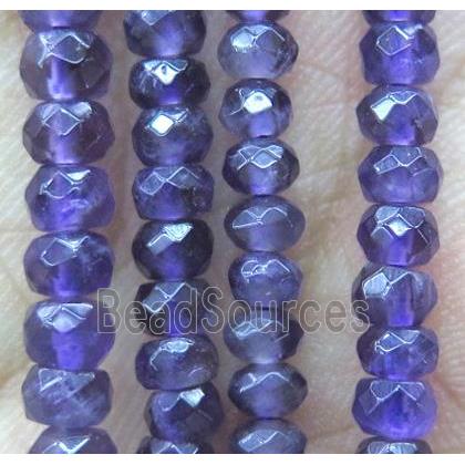 tiny amethyst bead, faceted rondelle, purple