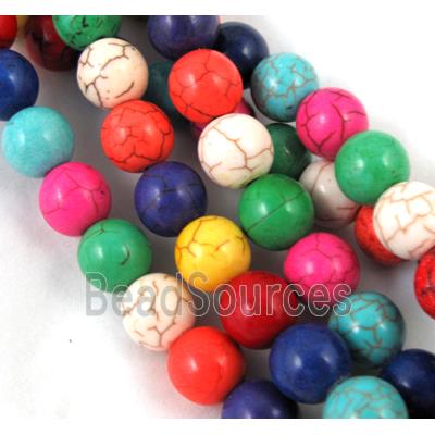 round synthetic Turquoise Beads, dyed, mix color