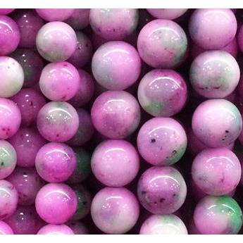 hotpink round Irisated Jade beds