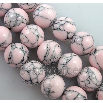 Round turquiose beads, lt.pink, synthetic