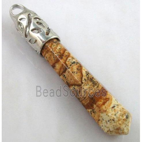 yellow Picture Jasper pendant, stick, point