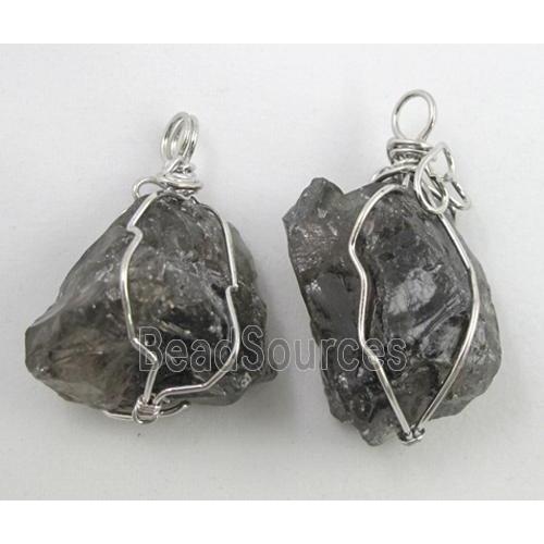 smoky aquartz pendants, wire wrapped, freeform