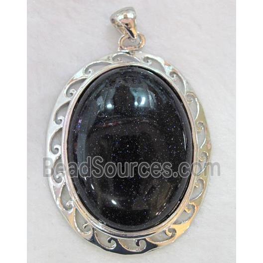 blue sandstone pendant, oval