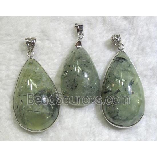 prehnite pendant, teardrop, green