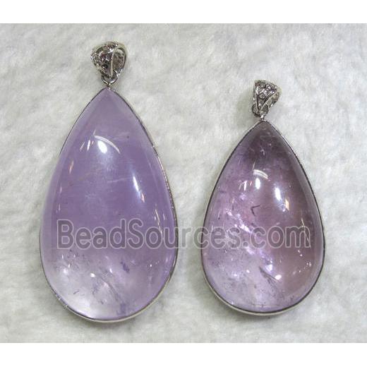 Amethyst pendant, mixed gemstone teardrop