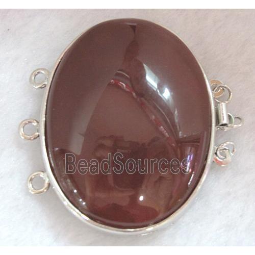 red carnelian connector for necklace, bracelet, platinum plated