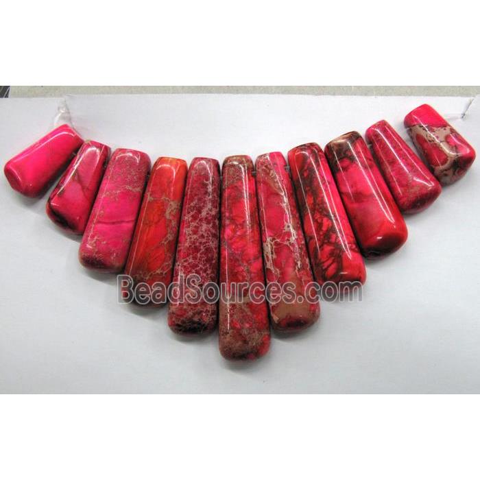 Red Imperial Jasper Stick Pendant For Necklace