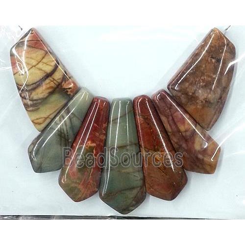 Picasso Jasper Teardrop Pendant For Necklace Multicolor