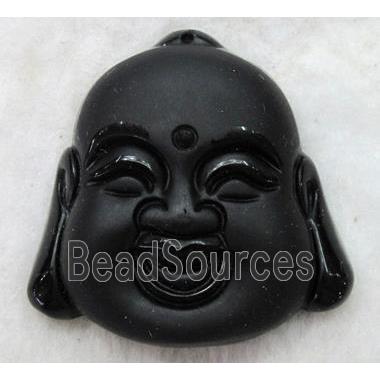 Natural Black Obsidian Buddha Pendant