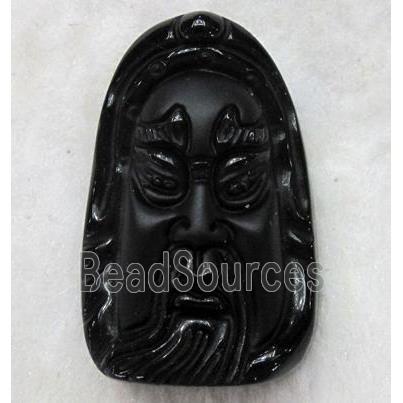Natural Black Obsidian Buddha Pendant