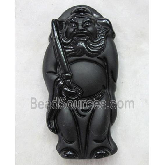 Natural Black Obsidian Buddha Pendant