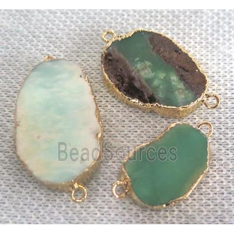 green Australian Chrysoprase Connector, gold plated