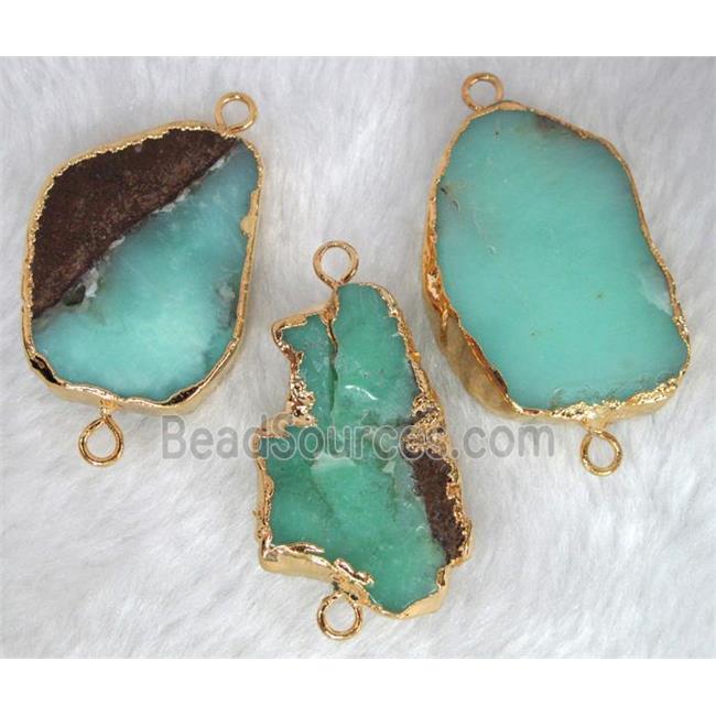 green Australian Chrysoprase Connector, gold plated