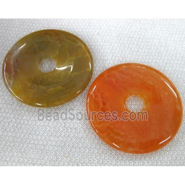 agate donut pendants, orange