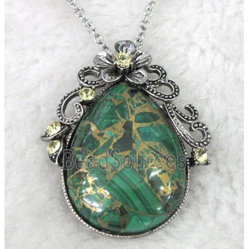 malachite necklace, teardrop