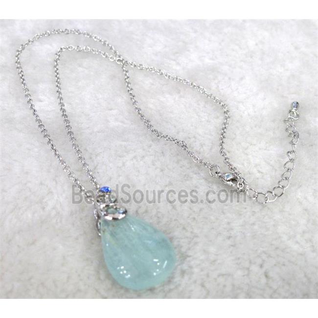 Aquamarine necklace, teardrop