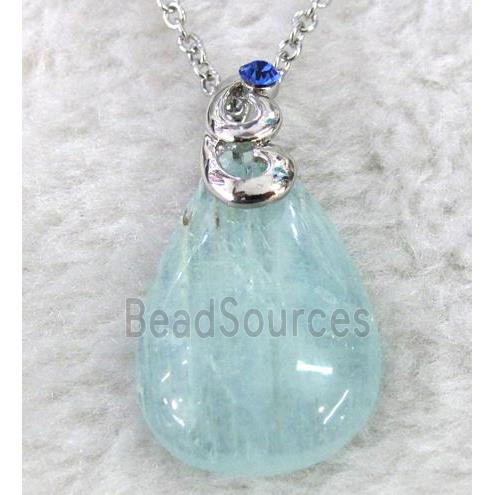 Aquamarine necklace, teardrop