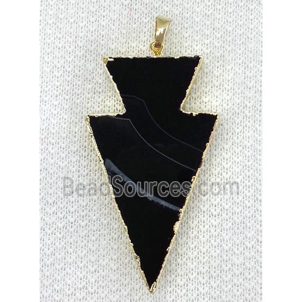 Agate arrowhead pendant, black