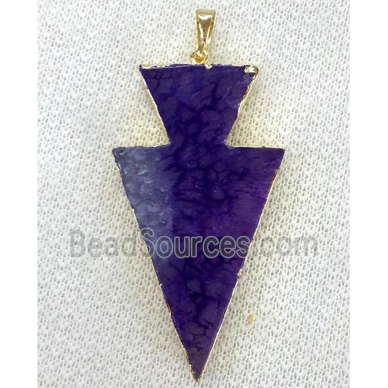 agate pendant, arrowhead, purple