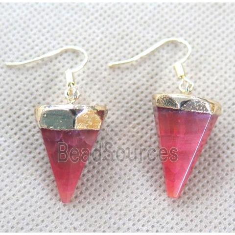 agate earring, diamond, pink