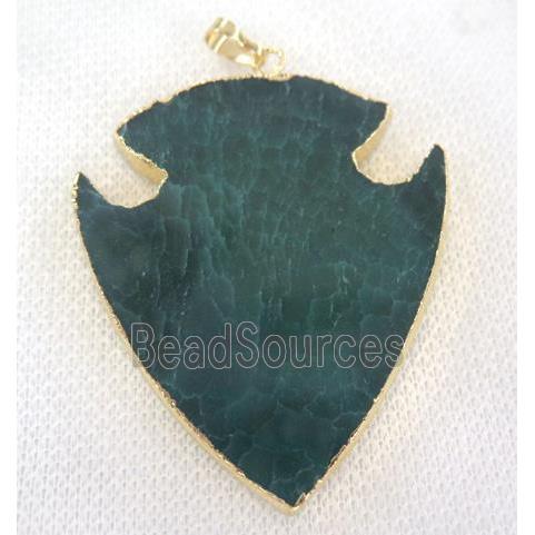 agate pendant, arrowhead, green