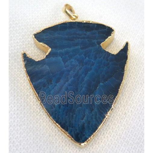 agate pendant, arrowhead, blue