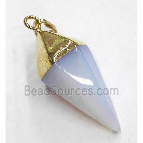 opalite pendant, bullet, gold plated