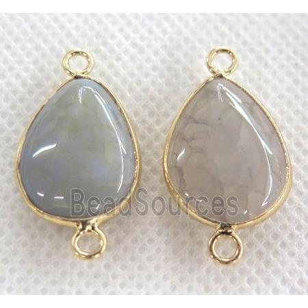 agate connector, teardrop, gray