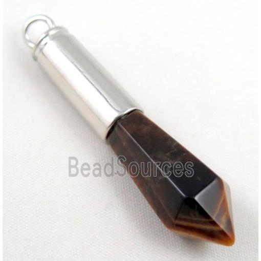 Tiger eye stone bullet pendant