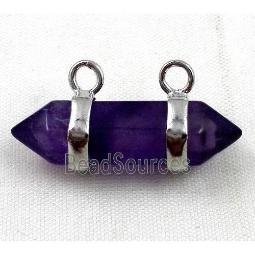 amethyst pendant with 2-holes, bullet