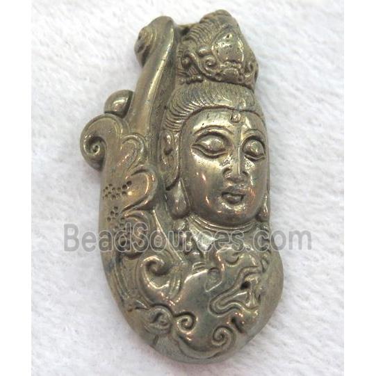 pyrite pendant, guanyin