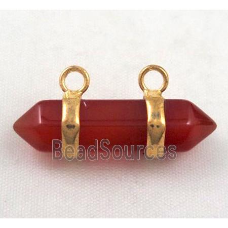 red agate pendant with 2-holes, bullet