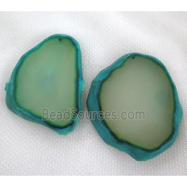 agate pendant, slab, freeform, green