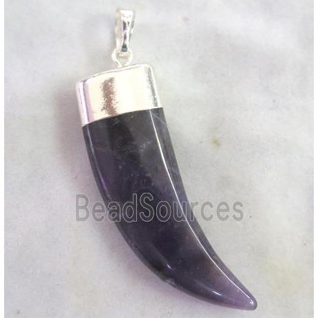 Amethyst horn pendant, purple